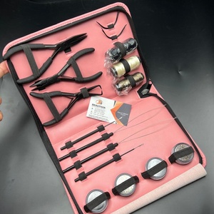 Hair Extension Tools Kit for Chinese Remy Hair Micro Link Removal <b>Plier</b> <b>Set</b> Professional Use Black Matte 3mm Nano Beads Threads - Product Image 1
