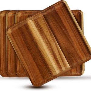 Plato de cena de madera rústico hecho a mano, plato ecológico de primera calidad en forma para uso doméstico y en restaurante almacenado - Product Image 2