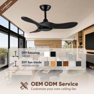 36 Inch Black Ceiling Fan Without <b>Light</b>, 3 Solid Wood Blades, Downrod Mount, Reversible DC Motor with <b>Remote</b> <b>Control</b> for Bedroom - Product Image 3