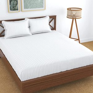 400 TC Satin rayé drap de lit respirant coton lin pour la maison hôtel utilisation jetable 100% coton égyptien 100% polyester remplissage - Product Image 1