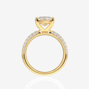 <b>14K</b> <b>Gold</b> <b>Ring</b> with Marquise Cut Moissanite Diamond Three Layer Pave Design - Product Image 4