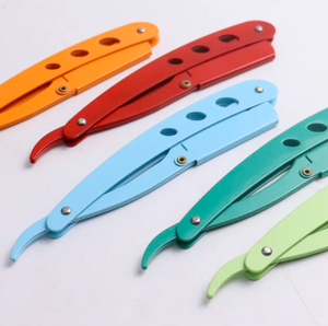 New <b>Style</b> Custom Logo Colorful Barber Manual Classic Fashion Black Straight Edge Safety Razor <b>Hair</b> Shaving Eyebrow Razor - Product Image 2