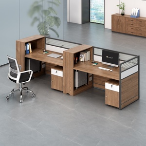 Modern Commercial Extendable Panel Cubicle Partition Desk Wood <b>Table</b> <b>Office</b> Workstation - Product Image 3