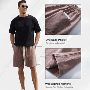 Wholesale OEM Service <b>Men's</b> Acid Wash Sport <b>Running</b> <b>Shorts</b> 100% Cotton Solid Pattern Custom Logo Pocket Casual Workout Quick Dry - Product Image 6