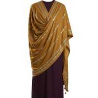 Voile Hijab Femme Noir Doré à Rayures Métalliques Effet Cachemire Transparent avec Franges Légères Respirantes Durables OEM – Vente en Gros