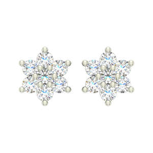 Boucles d'oreilles clous en forme de diamant floral pour femmes et filles en or rose - Product Image 1