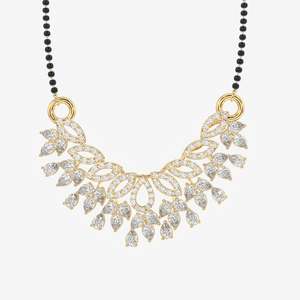 Women's 18K Gold Mangalsutra <b>Necklace</b> with Round & Pear Cut Moissanite Diamond Elegant Jewelry - Product Image 1