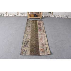 พรมวินเทจขนาดเล็ก 1.9x4.4 ฟุต พรมลายดอกไม้สีน้ำตาลสไตล์ตุรกี - Product Image 1