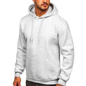 Sudadera con capucha informal para hombre y mujer, con diseño de canguro, color gris claro - Product Image 4