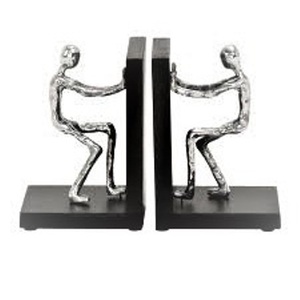 Sujetalibros de escultura de búho con acabado de plata moderno, sujetalibros de Metal de diseñador único para estantería de oficina o biblioteca, grabado decorativo - Product Image 4