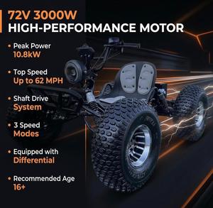 Kart électrique tout-terrain Zy-liath-or 72V sans balais, neuf d'usine, puissance maximale 10,8 kW, vitesse 62 MPH, transmission par arbre, double suspension hydraulique, pneus 19x7-8, pour adolescents et adultes - Product Image 4