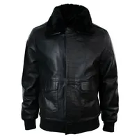 Blouson bomber en cuir noir pour homme, chaud, respirant, coupe-vent, doublure en polaire, séchage rapide