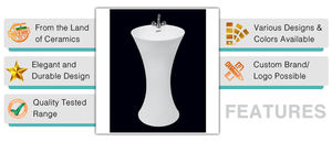 Lavabo Redondo de Diseño Moderno con Pedestal de Cerámica Ashirwad de Alta Calidad con 5 Años de Garantía - Product Image 3