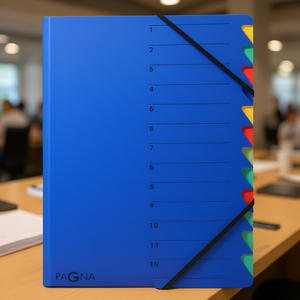 PAGNA Easy Din <b>A4</b> 225g/m Pressed Chipboard File <b>Folder</b> Blue Color with Multicolored 12 Compartments - Product Image 3