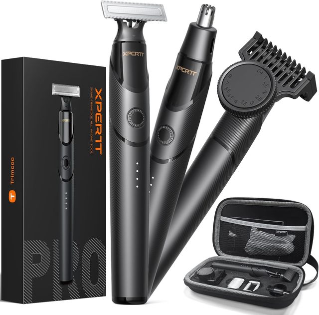 2026 Upgraded Beard & Nose Hair Trimmer Kit with USB-C Fast Charging, Black (Pack)