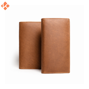 กระเป๋าสตางค์ผู้ชายหนังแท้บางยาวมีช่องเปิดปิดมีช่องใส่บัตรเงินสดลายทางและซับโพลีเอสเตอร์ - Product Image 3