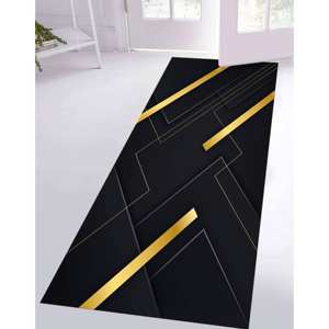 Gold Stripede <b>Rugs</b>, Geometric <b>Rug</b>, <b>Black</b> And Gold <b>Rug</b>, Modern <b>Rugs</b>, Printed <b>Rug</b>,Luxury Velvet <b>Rug</b> - Product Image 5