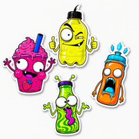 Pack d'autocollants brillants découpés sur mesure, amusants et mignons, motif monstre, pour boissons (soda, milkshake), dessin animé, pour ordinateur portable, bouteille d'eau, tasse