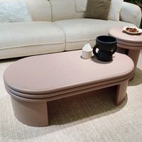 Luxuriöser Maßgefertigter Moderner Eleganter Wohnzimmer Ovaler Holz-Couchtisch Einzigartiges Design Eschenholz-Furnier