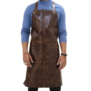 2025 tablier de soudeur en cuir PU personnalisé de couleur marron tablier de travail de soudage en cuir souple de haute qualité pour hommes fabriqué par le Pakistan - Product Image 1