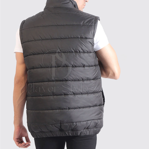 เสื้อแจ็คเก็ตพัฟเฟอร์ผ้าแคนวาสคุณภาพสูงสำหรับผู้ชายแบบ OEM สั่งทำพิเศษ เสื้อกั๊กฤดูหนาว คอจีน แบบกลับด้านได้ ระบายอากาศได้ดี ไซส์ใหญ่ บรรจุใยฝ้าย ราคาประหยัด - Product Image 6