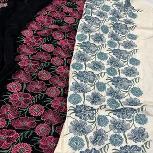 Wholesale Colorful 100% Cotton Embroidery Fabric Luxury Water Soluble Lace Elegant Eyelet Milk Silk Embroidered Cotton Fabric - Product Image 1