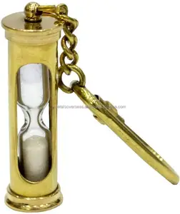 multi-functional Sand Brass Timer Key Chain Antique Lot Gift Hourglass Ring Keychain Nautical Maritime Collectible