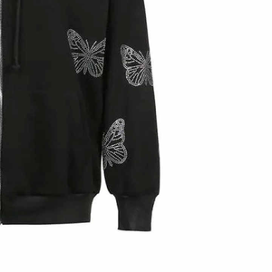 Sudaderas con capucha bordadas personalizadas más vendidas con cordón de mariposa ajustable Cremallera completa Nueva llegada de EE. UU. para el invierno - Product Image 5