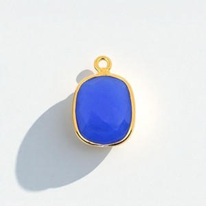 Nouvelle arrivée forme octogone bleu calcédoine pierre précieuse semi-précieuse lunette naturelle réglage unique caution mode pendentifs breloques - Product Image 1