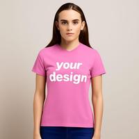 Kaos Denim Batik Wanita Custom, Kaos Katun Polos Musim Panas, Atasan Kasual Basic, Pakaian Anak OEM/ODM
