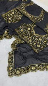 Sari en soie pure CHINNO d'exportation Dhwaja, travail de fils fantaisie et de paillettes, longueur de 5,50 mètres, style traditionnel pour femmes, mariage/fête - Product Image 6