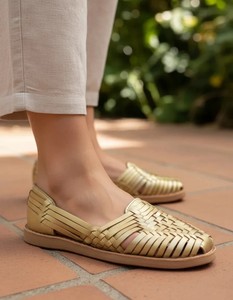 Mocassins plats en cuir tressé pour femmes, à enfiler, chaussures décontractées pour l'extérieur. - Product Image 1