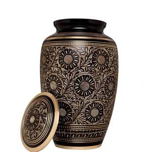 Grande urne funéraire en laiton noir et or faite à la main pour adultes cercueil pour animaux de compagnie de qualité supérieure pour les cendres urne funéraire - Product Image 1