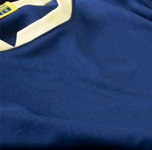 Custom Embroidered 100% Polyester Soccer Jersey Dark Blue with Yellow <b>Strips</b> Adult Sports Team Football Shirt - Product Image 3