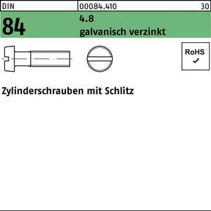 DIN 84/ISO 1207 Slotted Cylinder <b>Screw</b> M 4 X 40 4.8 200 Piece Electrogalvanized Set - Product Image 1