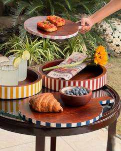 Plateau de service en bois écoresponsable fait main, dernier design, imprimé émail, style rustique, pour snacks, charcuterie, décoration intérieure – Le meilleur - Product Image 2