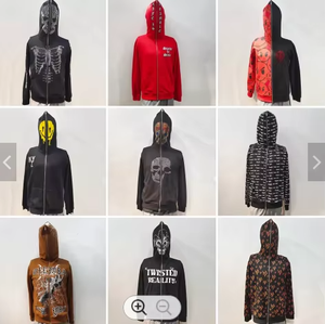 Custom 400gsm Heavyweight Blank Oversized Boxy Fit Zip up Vintage Sun Faded Acid Wash Waffle Hoodies para hombres - Product Image 6