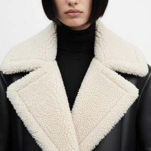 New Style Winter Wear Women Long Shearling <b>Coat</b> Black Leather Faux <b>Fur</b> Lined <b>Trench</b> <b>Coat</b> Warm Outerwear Customized <b>Trench</b> <b>Coat</b> - Product Image 4