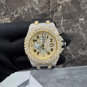 Montre-bracelet mécanique de luxe pour homme, chronographe, acier inoxydable, mouvement suisse, diamants en moissanite VVS, bracelets en caoutchouc personnalisés - Product Image 1