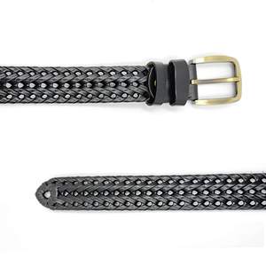 Ceinture en cuir véritable micro ajustable pour hommes, tricotée et tressée, avec boucle en laiton, pour un usage décontracté et formel. - Product Image 3