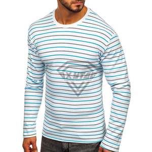 Camiseta Ringer de algodón para hombre, manga larga, de alta calidad, lisa, cuello redondo, manga larga, informal, cómoda, camisetas de manga larga para hombre - Product Image 6