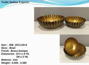 Bol à dîner à fruits en métal antique en or rose et laiton de forme ronde en aluminium - Product Image 3