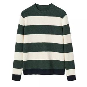 Fabricante personalizado de moda de rayas suéteres de cuello redondo de manga larga de punto suéter de los hombres - Product Image 1