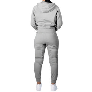 100% coton polaire solide sweat à capuche ensemble séchage rapide respirant automne Jogging haut et bas écologique conception contrastée - Product Image 5