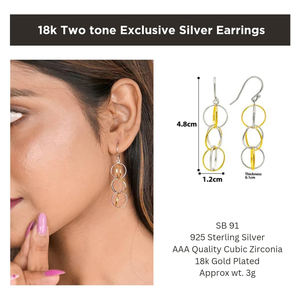 Joyería de mujer ligera para ella Plata de Ley 925 18K chapado en oro rosa pendientes de aro colgantes de dos tonos para mujeres y niñas - Product Image 6