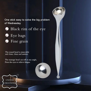 Venta al por mayor de un solo lado recto en forma de pluma cara Gua Sha rodillo de Metal de acero inoxidable cara rodillo para el cuidado de la piel acero inoxidable - Product Image 5