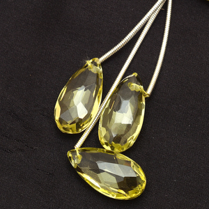 ลูกแพร์เลมอนควอทซ์ AAA 9X18มม. ลูกแพร์ briolette มะนาวลูกปัดควอตซ์ธรรมชาติสังเคราะห์สำหรับเครื่องประดับ - Product Image 2