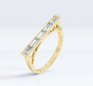 Bague en grappe de diamants de laboratoire écologique en or massif 10 carats taille émeraude baguette pour mariage bague de fiançailles en diamant de laboratoire - Product Image 1