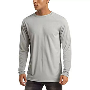 Camisetas de talla grande personalizadas para hombre al por mayor, transpirables, ligeras, de manga larga, de color sólido, servicio OEM y ODM, diseño en blanco - Product Image 2