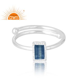 แหวนเงินแท้ 925 ประดับพลอยไคยาไนต์ธรรมชาติ งานแฮนด์เมด ขายดี เป็นของขวัญสำหรับผู้หญิง - Product Image 3